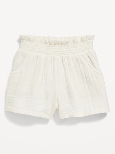 Smocked-Waist Pull-On Shorts for Toddler Girls