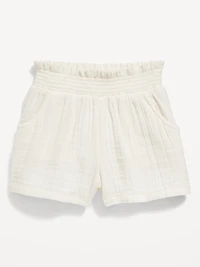 Smocked-Waist Pull-On Shorts for Toddler Girls