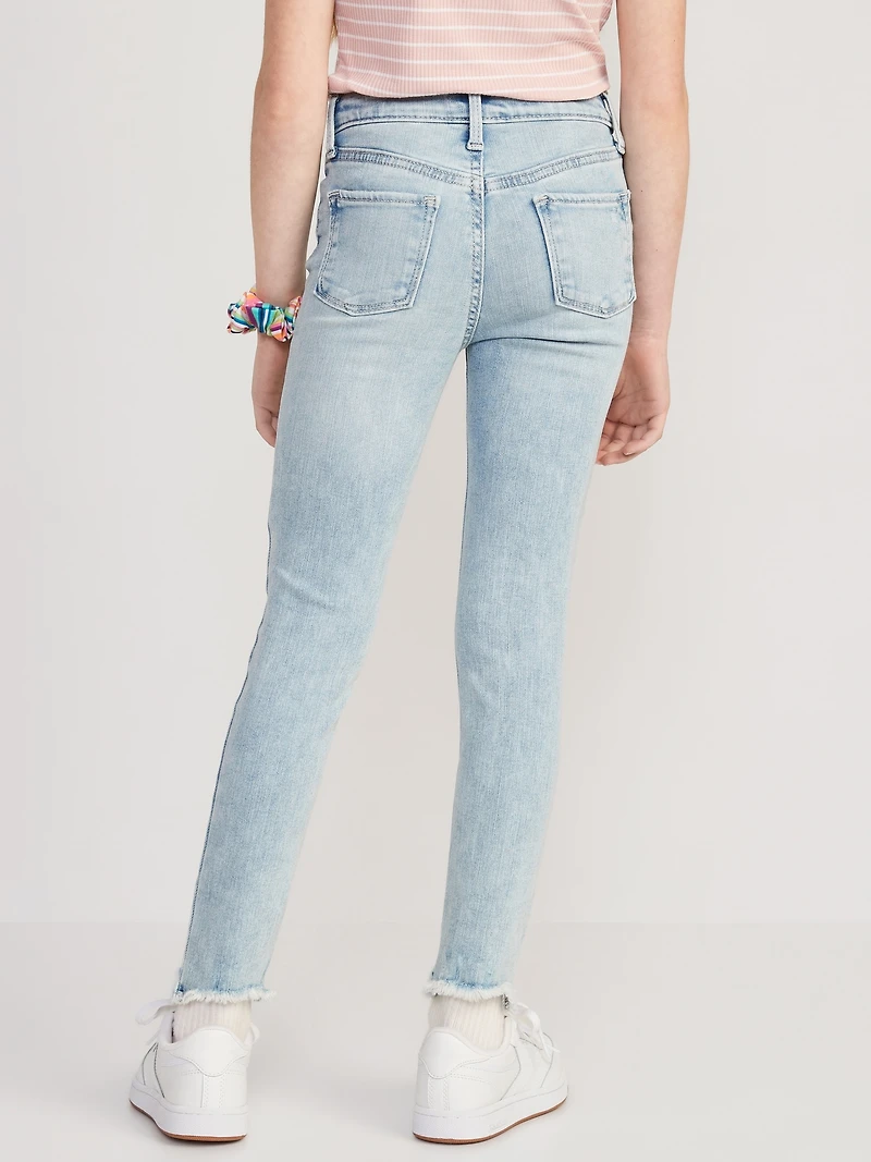 High-Waisted Rockstar 360° Stretch Frayed-Hem Super Skinny Jeggings for Girls