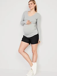 Maternity Rollover-Waist PowerSoft Shorts - 5-inch inseam