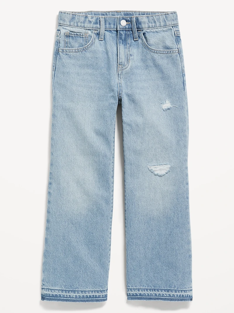 High-Waisted Baggy Ripped Wide-Leg Jeans for Girls