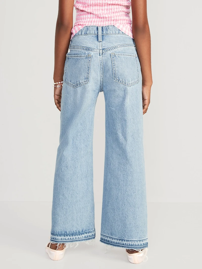 High-Waisted Baggy Ripped Wide-Leg Jeans for Girls