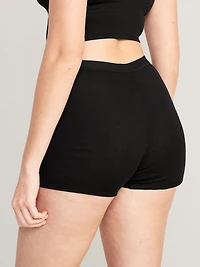 High-Waisted Ribbed Boyshort Briefs - 3-inch inseam