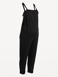 Maternity Knotted-Strap Fleece Overalls