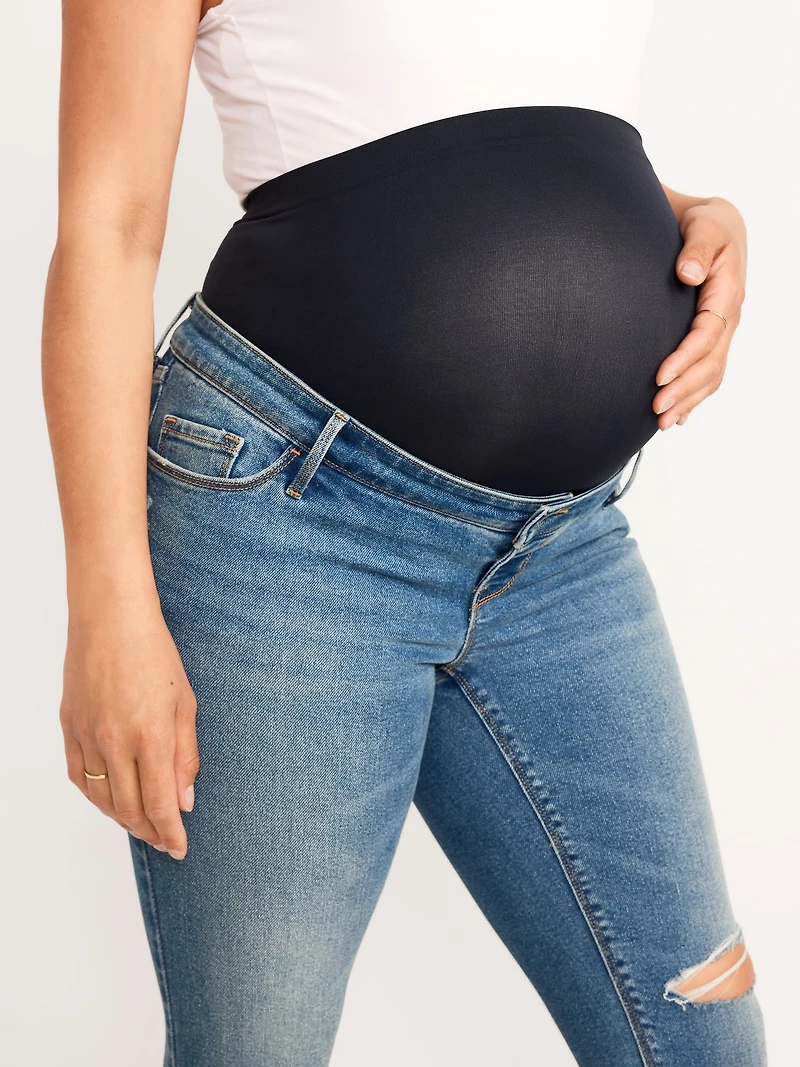 Maternity Premium Full Panel Rockstar Super Skinny Ripped Jeans