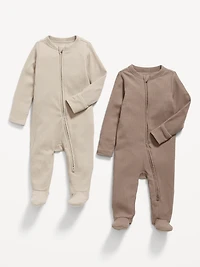 Unisex 2-Way-Zip Sleep & Play Footed One-Piece 2-Pack for Baby