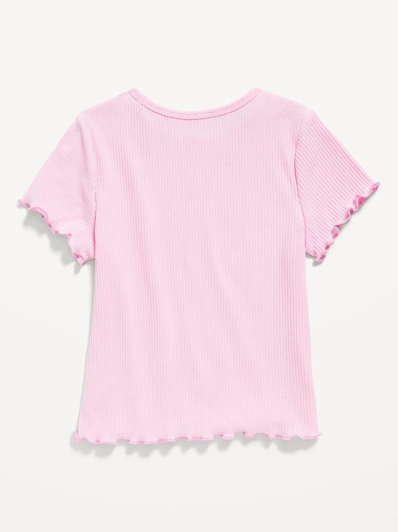 Short-Sleeve Lettuce-Edge T-Shirt for Toddler Girls