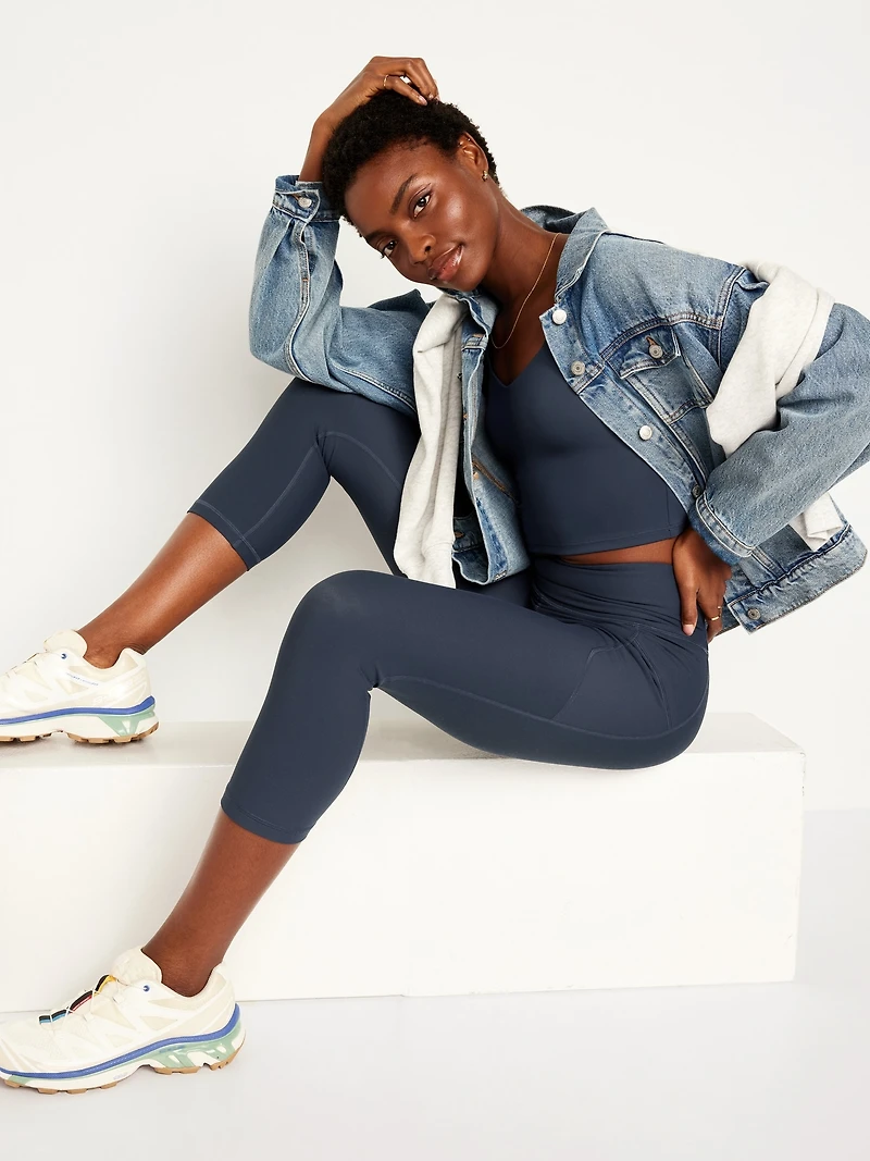 High-Waisted PowerSoft Crop Pocket Leggings