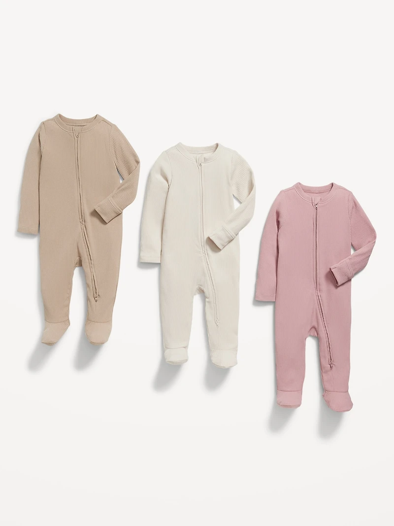 2-Way-Zip Sleep & Play Footed One-Piece 3-Pack for Baby
