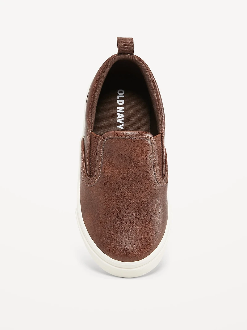 Faux-Leather Slip-On Sneakers for Toddler Boys