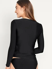 Long-Sleeve Matte Rashguard Swim Top