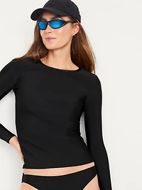 Long-Sleeve Matte Rashguard Swim Top