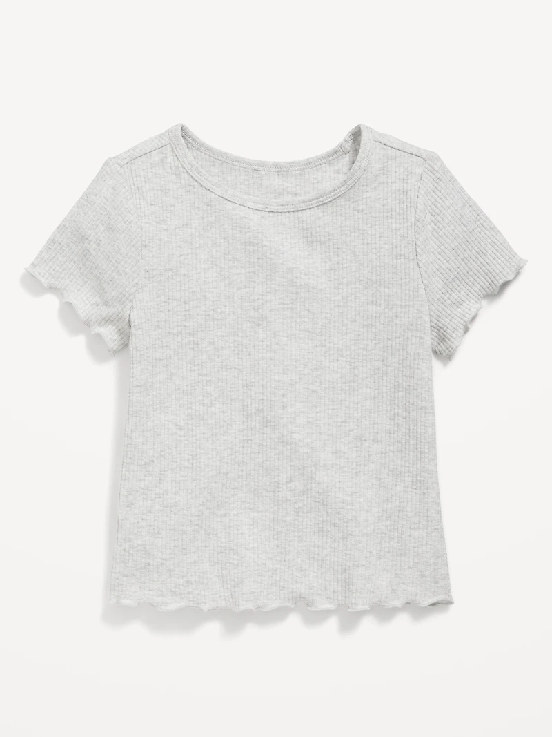 Short-Sleeve Lettuce-Edge T-Shirt for Toddler Girls
