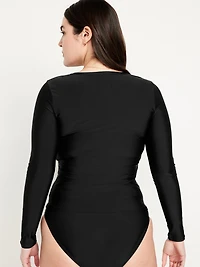 Long-Sleeve Matte Rashguard Swim Top