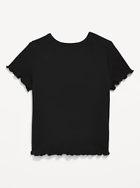 Short-Sleeve Lettuce-Edge T-Shirt for Toddler Girls