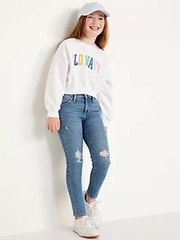 High-Waisted Rockstar 360° Stretch Ripped Jeggings for Girls