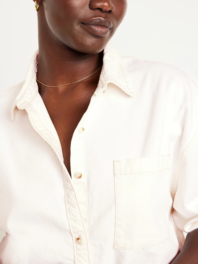 Boyfriend Button-Down Jean Tunic