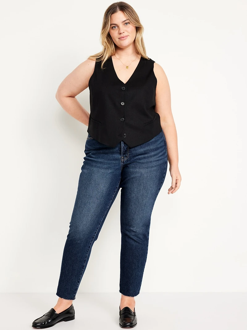 High-Waisted Button-Fly OG Straight Ankle Jeans