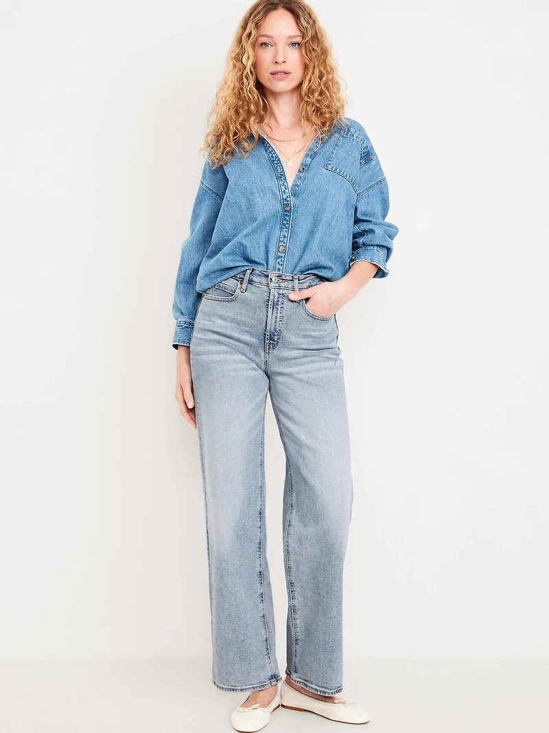 Extra High-Waisted Cuffed Wide-Leg Jeans