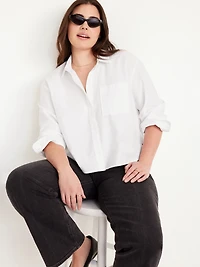 Cropped Button-Down Oxford Shirt