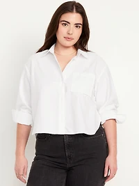 Cropped Button-Down Oxford Shirt