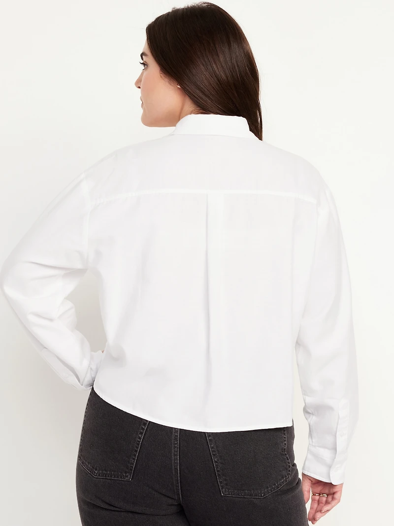 Cropped Button-Down Oxford Shirt