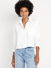 Cropped Button-Down Oxford Shirt