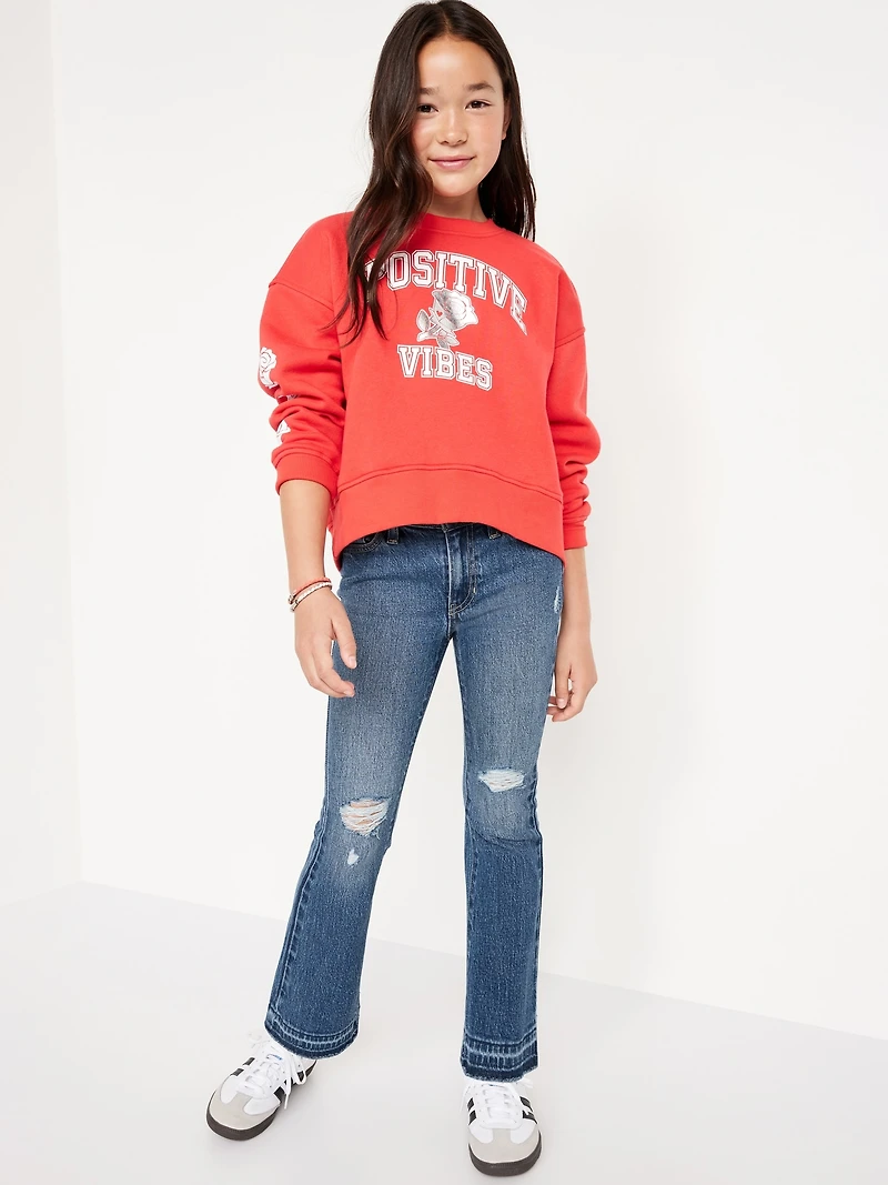 High-Waisted Ripped Flare Jeans for Girls