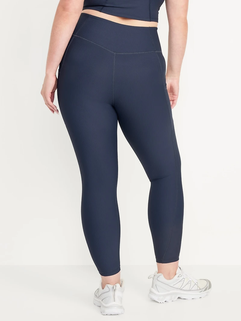 High-Waisted PowerSoft Ribbed Pocket Leggings