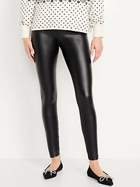 High-Waisted Faux-Leather Fashion Layering Leggings