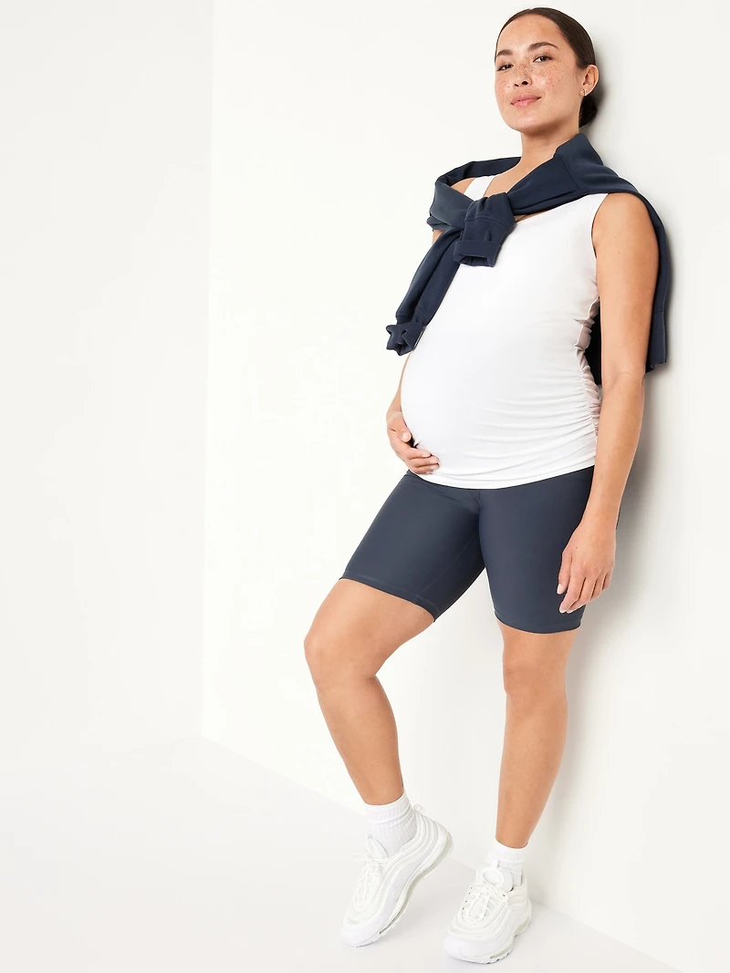 Maternity Full-Panel PowerSoft Biker Shorts -- 8-inch inseam