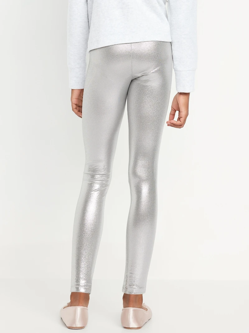 Shiny Foil Print Leggings for Girls