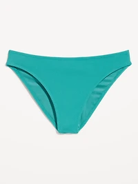 Mid-Rise Textured Bikini Swim Bottoms