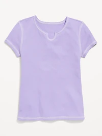 Fitted Short-Sleeve Ribbed T-Shirt for Girls