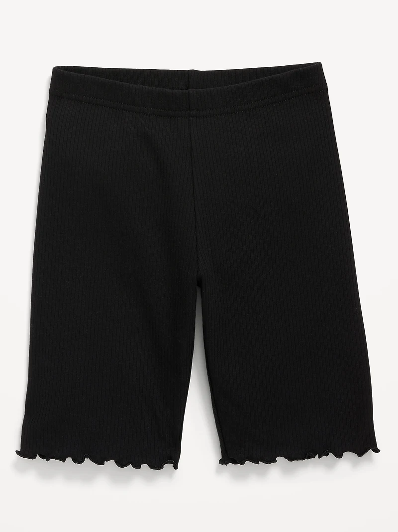 Long Ribbed Lettuce-Edge Biker Shorts for Girls