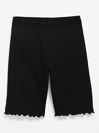 Long Ribbed Lettuce-Edge Biker Shorts for Girls