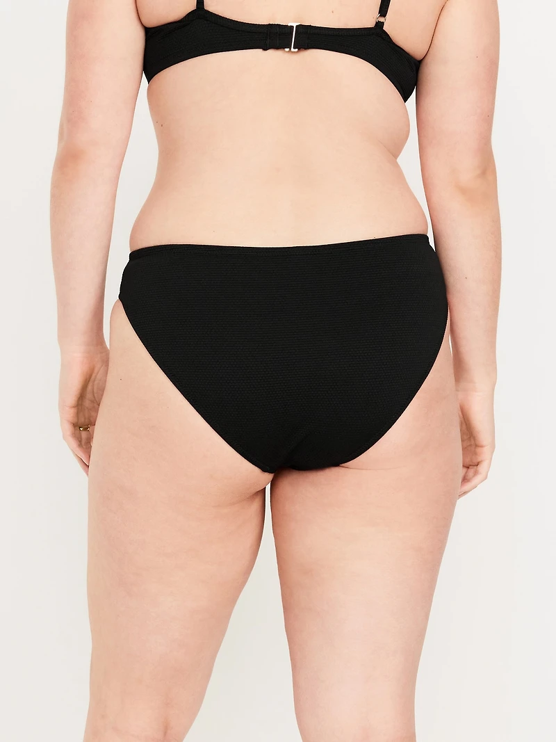 Mid-Rise Textured Bikini Swim Bottoms