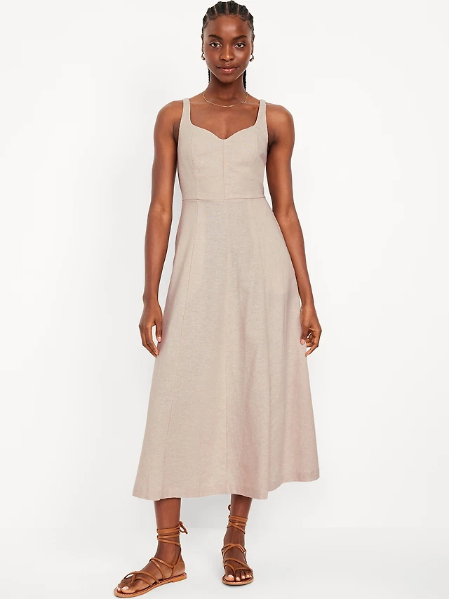 green emerald velvet dress Sleeveless Mikado Fit And Flare Midi Dress With V-Back In Black main image 0