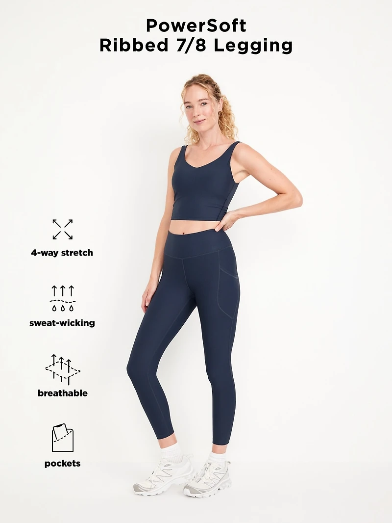 High-Waisted PowerSoft Ribbed Pocket Leggings