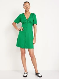 Button-Down Crepe Mini Dress