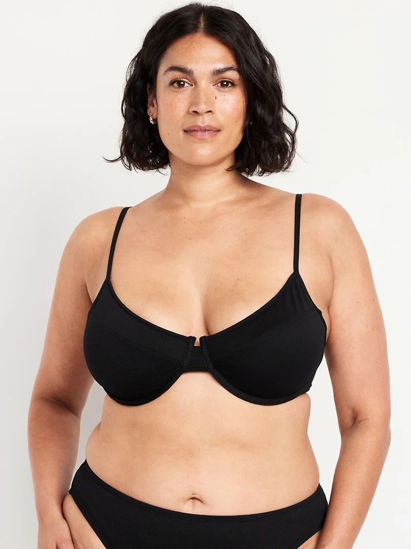 Textured Underwire Balconette Swim Top