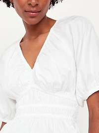 Smocked V-Neck Peplum Top