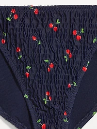 Mid-Rise Textured String Bikini Swim Bottoms