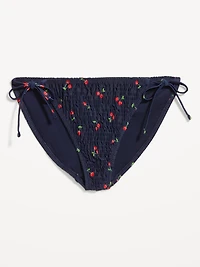 Mid-Rise Textured String Bikini Swim Bottoms