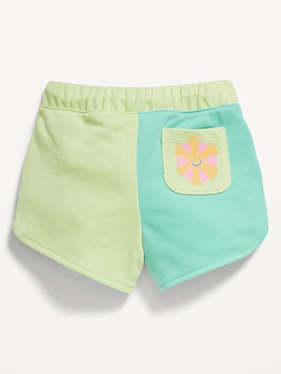 Color-Block Graphic French-Terry Shorts for Toddler Girls