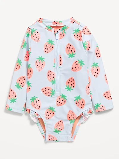 Printed Zip-Front Rashguard One-Piece Swimsuit for Baby