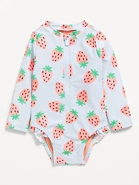 Printed Zip-Front Rashguard One-Piece Swimsuit for Baby