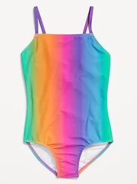 Printed Back Cutout One-Piece Swimsuit for Girls