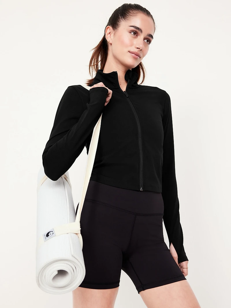 StudioSmooth Full-Zip Cropped Jacket