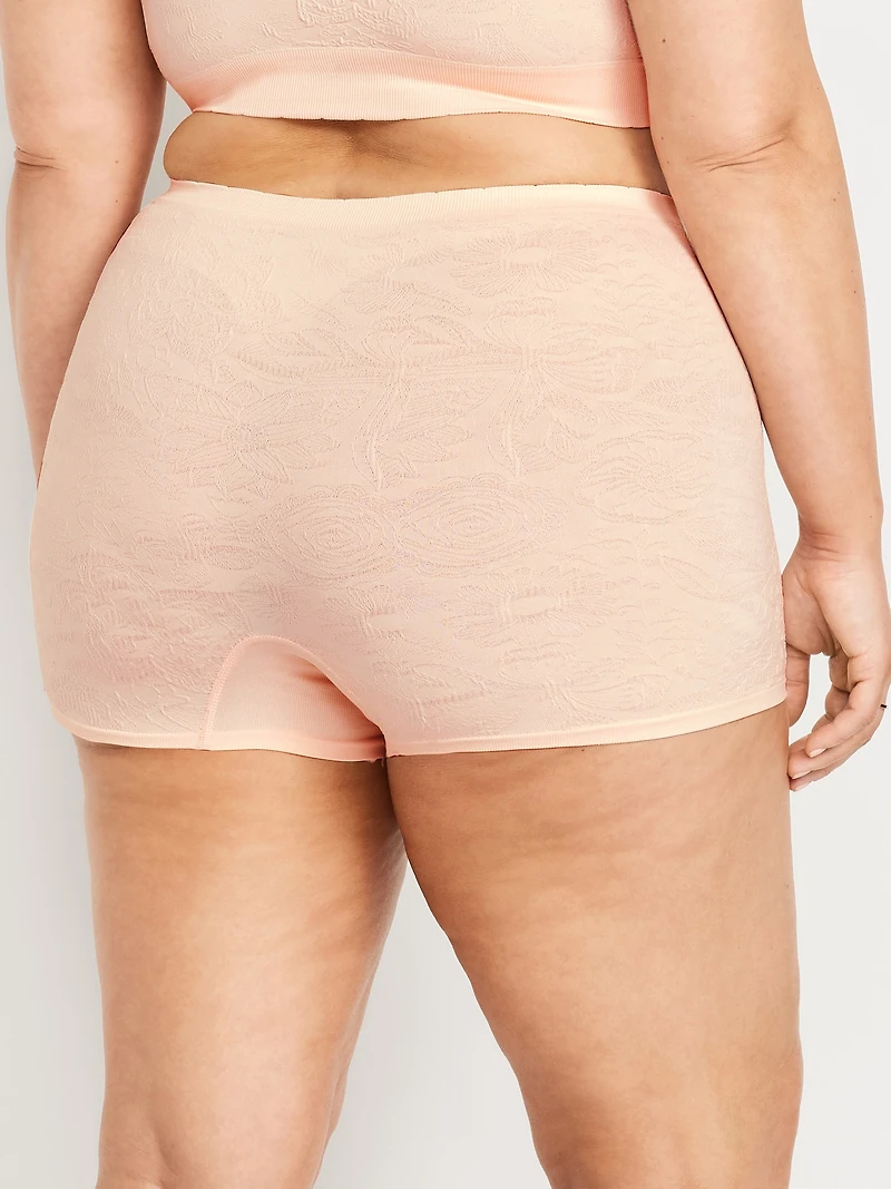 Mid-Rise Seamless Lace Boyshort Underwear